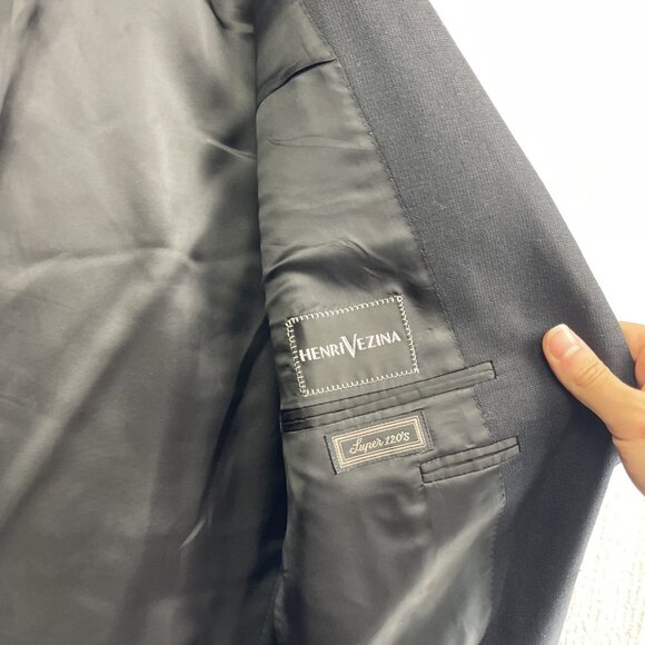 Canali Super 120s 100% Wool Men's 2-Piece Suit Jacket / Pants Black / Blue 54 R - Picture 11 of 16